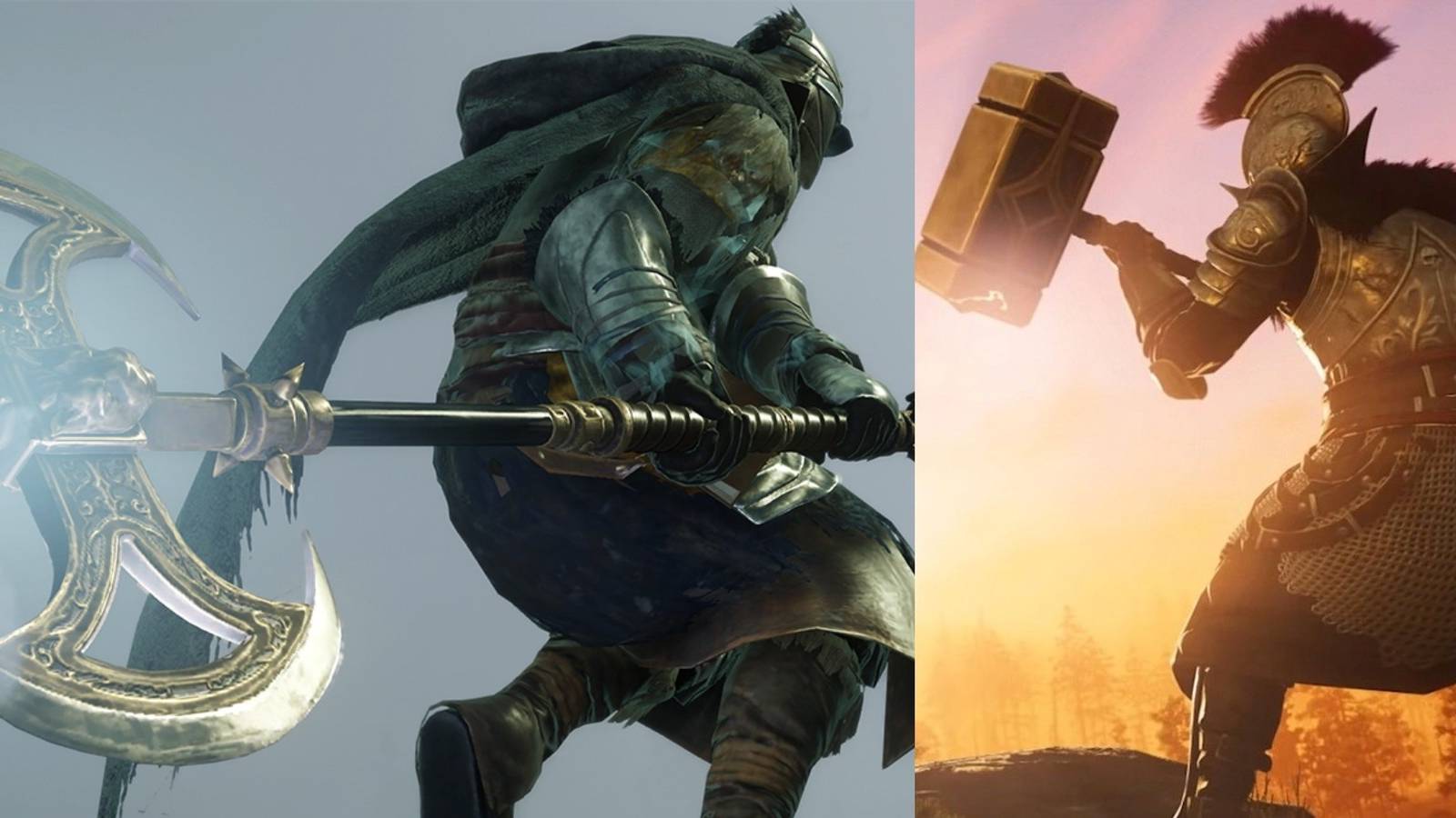 title image two handed weapons battle axe and war hammer