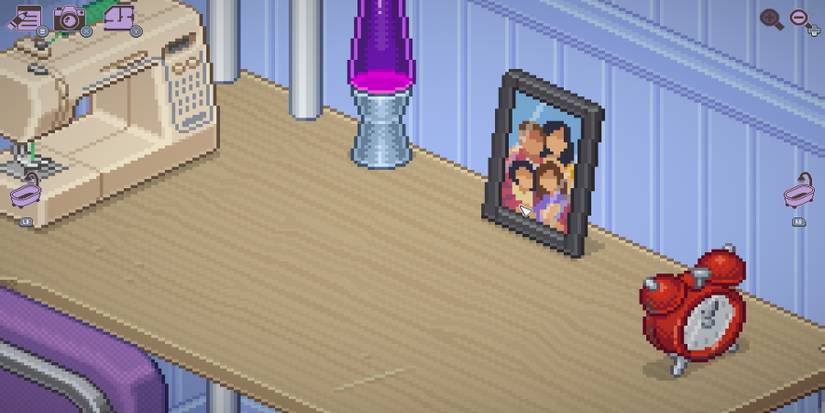 Desk with family photo