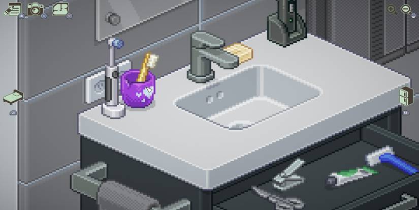 Toothbrushes on a sink in Unpacking