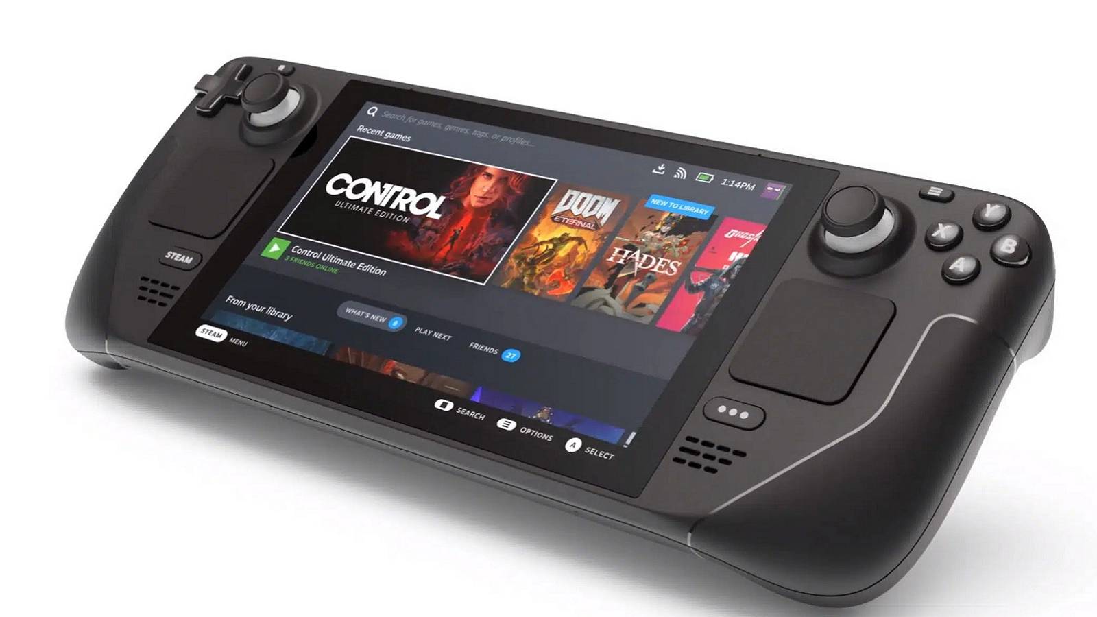 A picture of the Steam Deck on a white background.