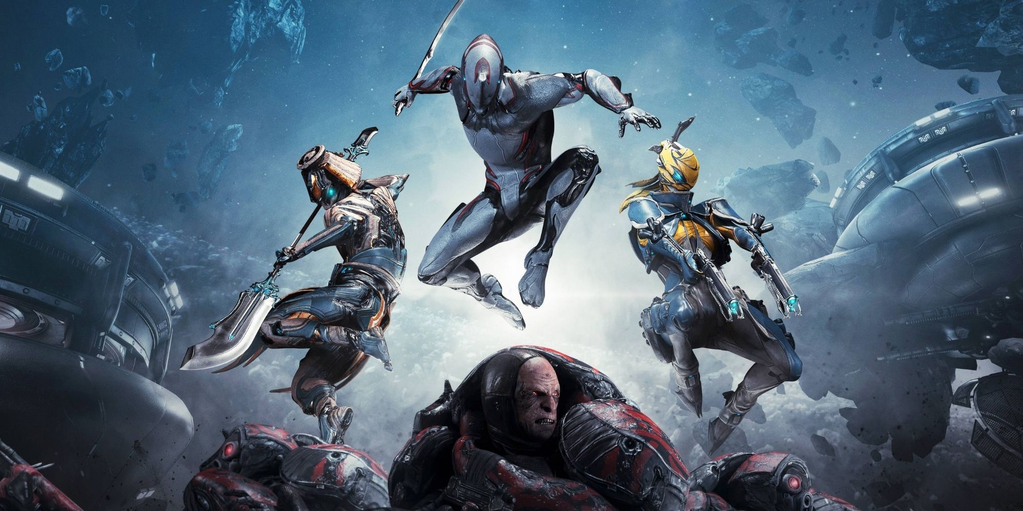 An official image from Warframe of various Warframes.