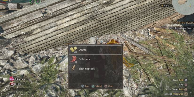 witcher 3 geralt recovering his lost money from the dead captain