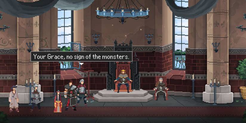 Character speaking to the King about monsters