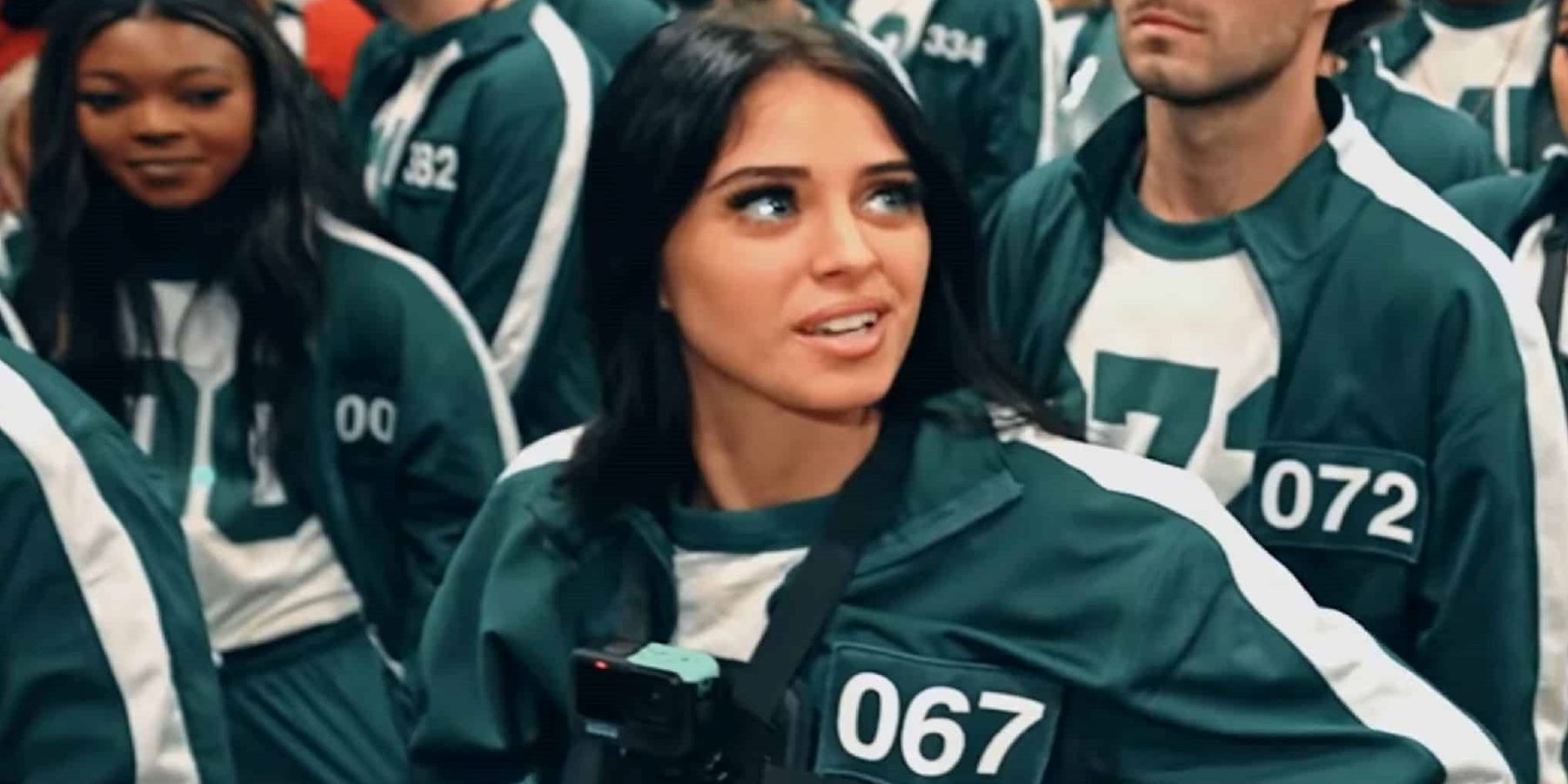 Player 067, also known as Camilla Araujo, in MrBeast's Squid Game adaptation on YouTube