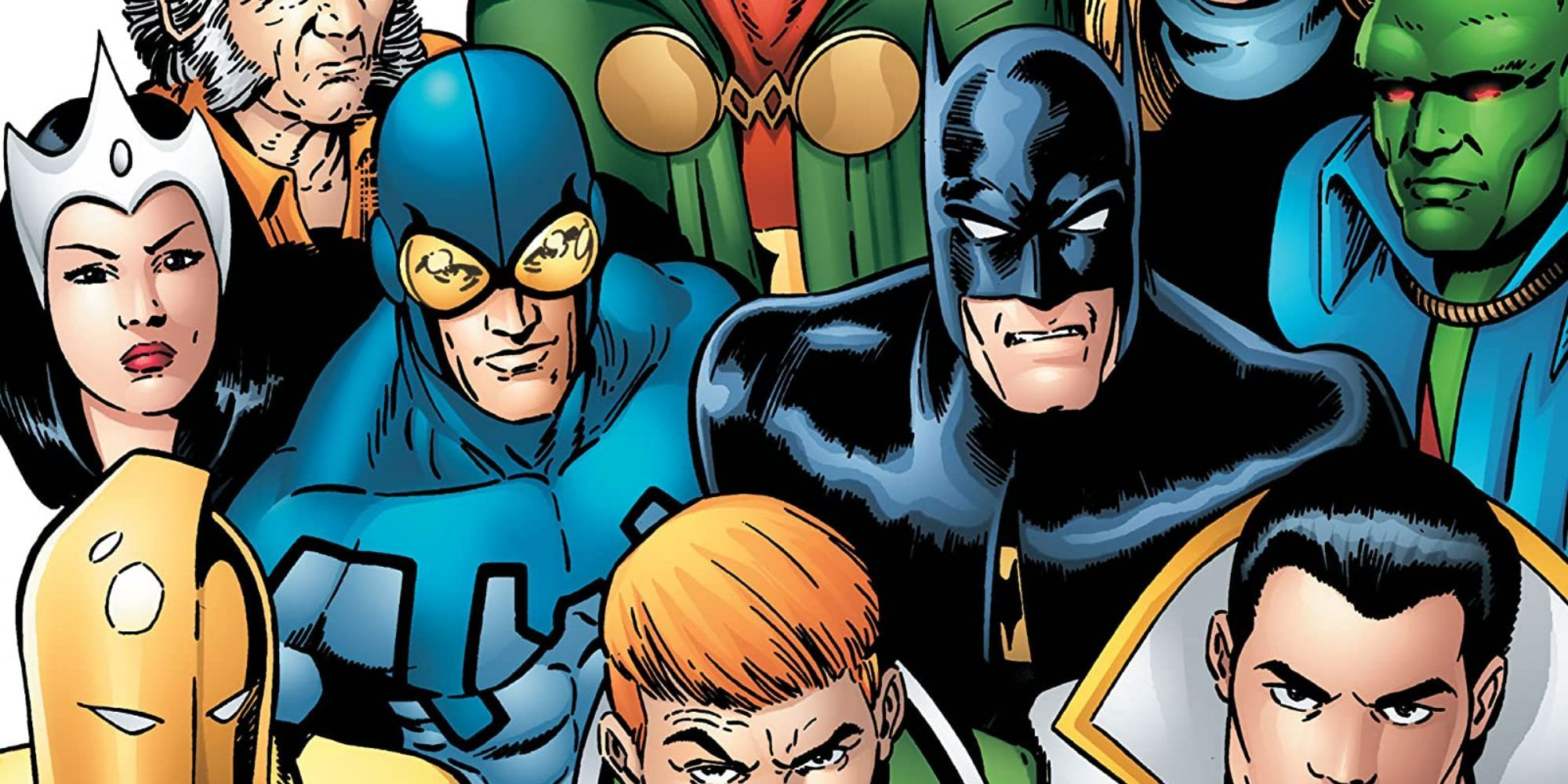 Blue Beetle, Batman, and the rest of the heroes from Justice League International