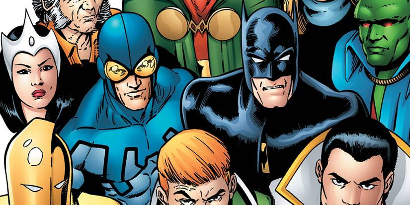 Blue Beetle, Batman, and the rest of the heroes from Justice League International