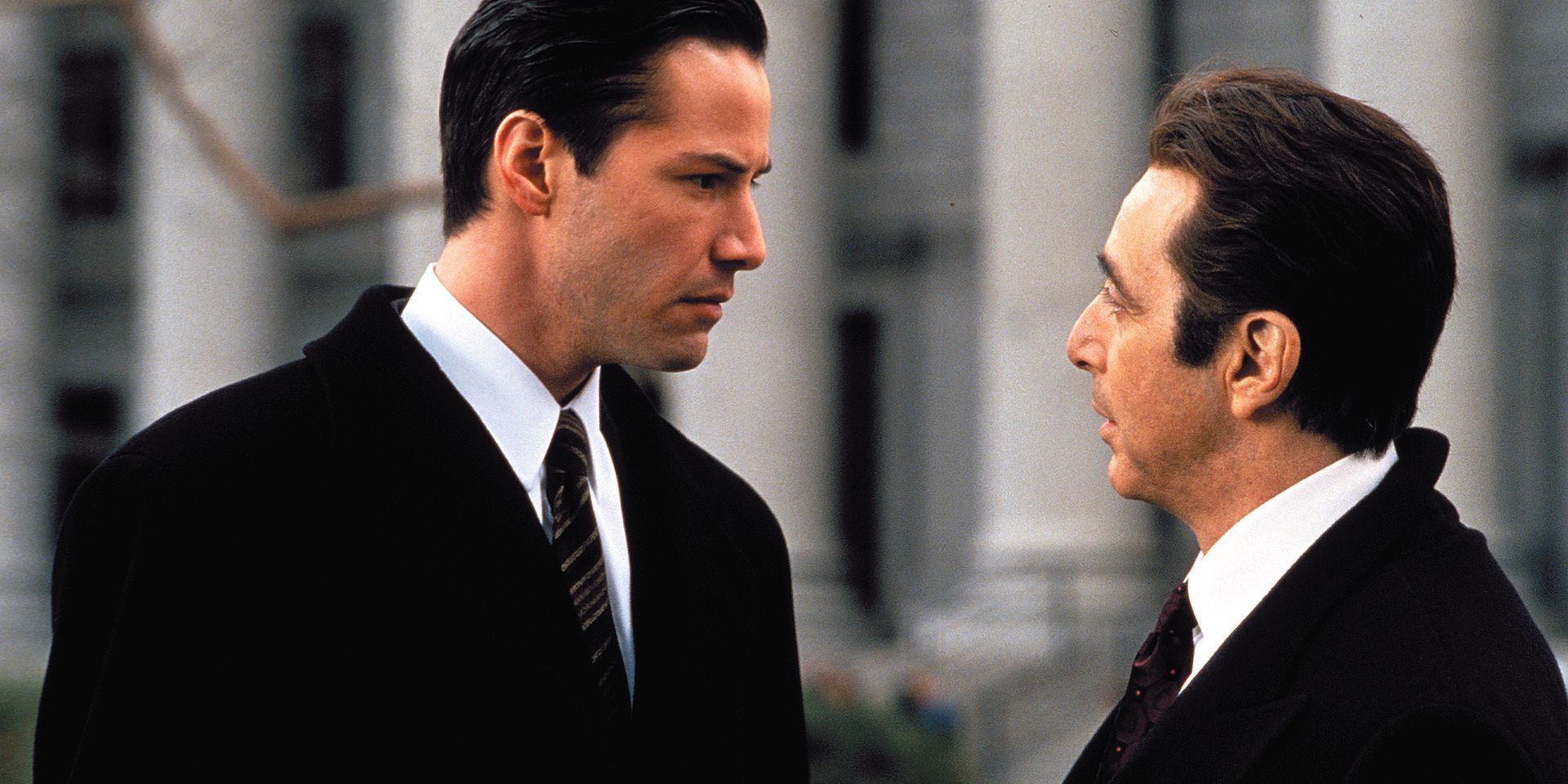 Keanu Reeves as Kevin Lomax and Al Pacino as the Devil in The Devil's Advocate