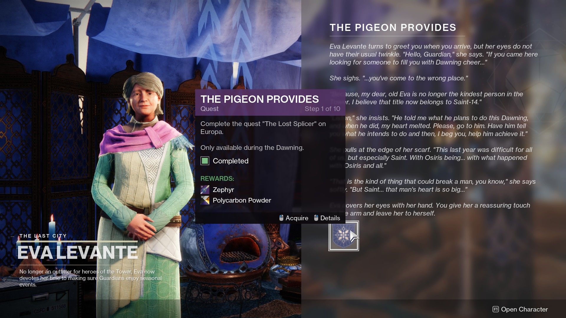 Destiny 2 Dawning 2021: How to Complete The Pigeon Provides Quest