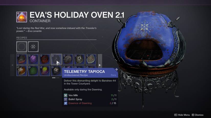 Destiny 2 Dawning 2021: How to Get Telemetry Tapioca