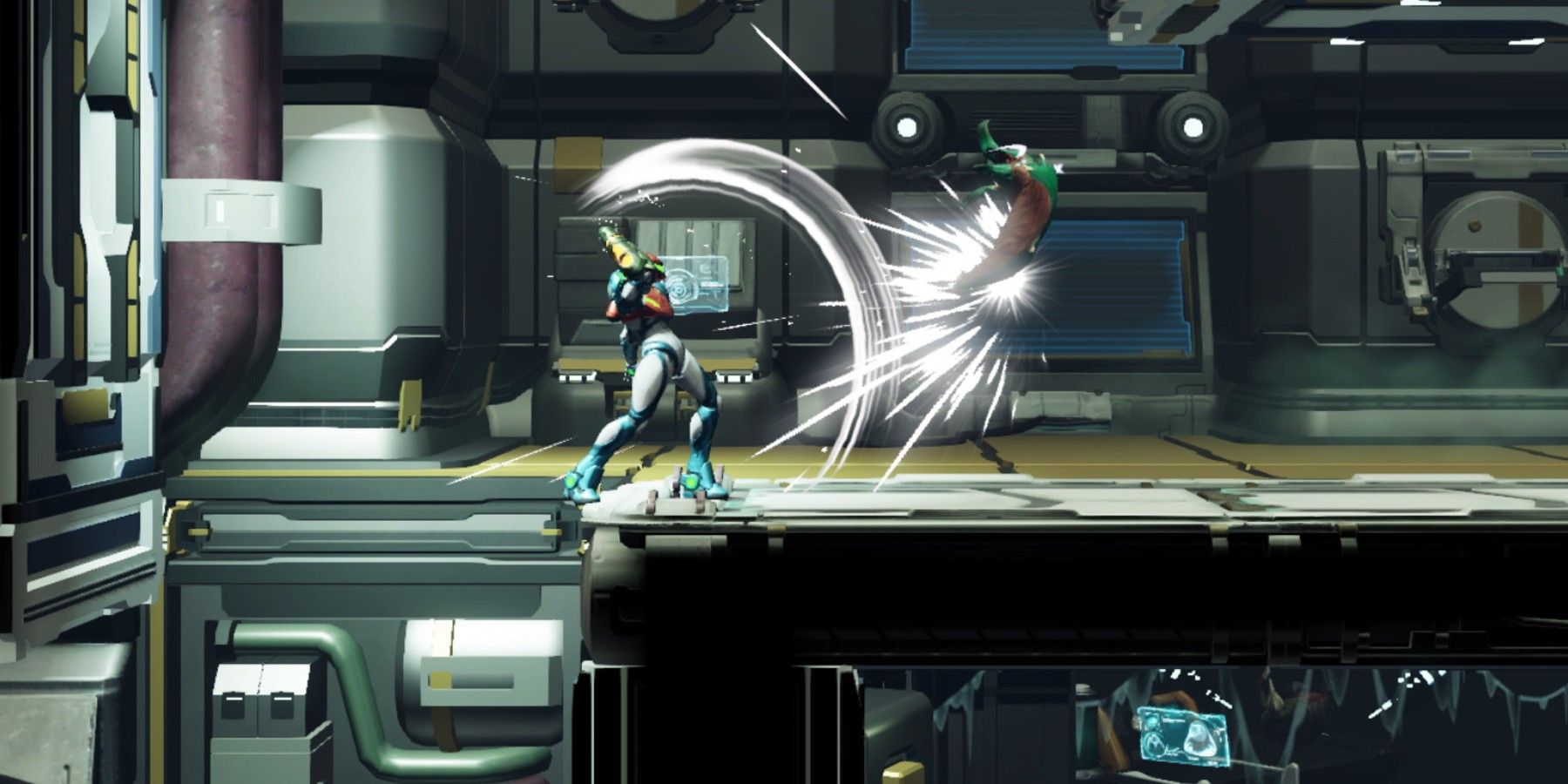 Metroid Dread Samus using melee attack