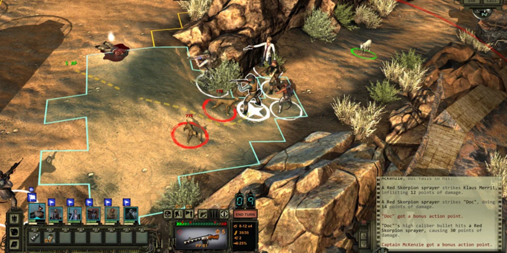 Fighting a battle in Wasteland 2