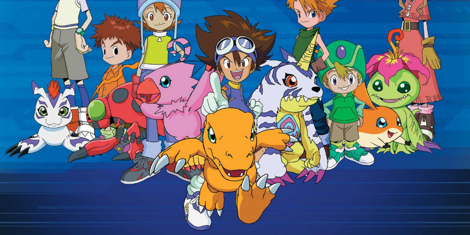 Arte promocional com o elenco de Digimon Adventure 