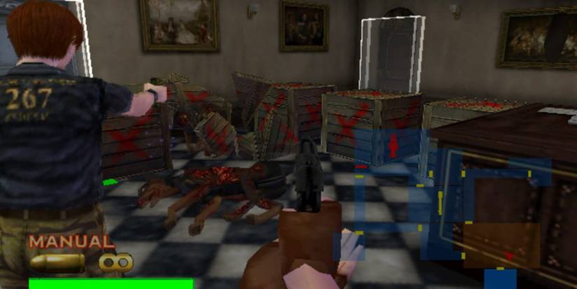 Shooting enemies in Resident Evil Survivor 2