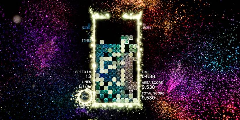Playing through a level in Tetris Effect