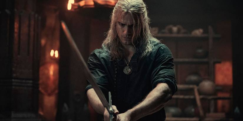 Geralt fighting in The Witcher series