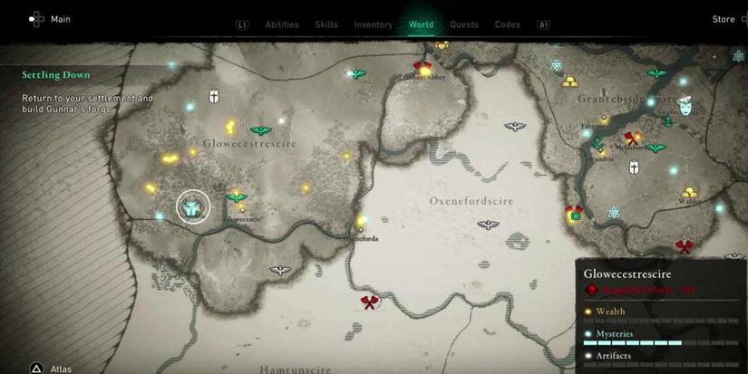 AC Valhalla Glowestrescire Altar location on map