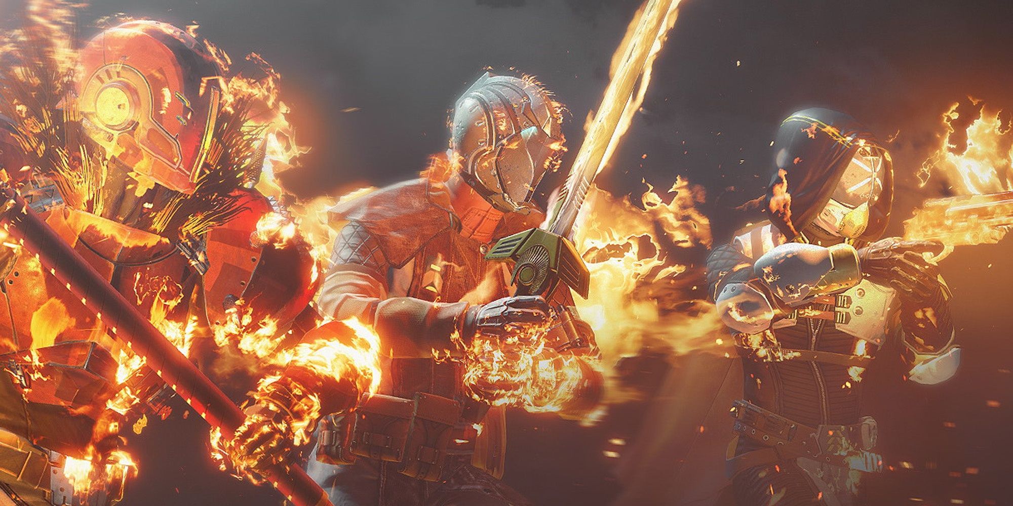 Destiny 2 Solar Subclass Hunter Warlock Titan Three flaming Guardians