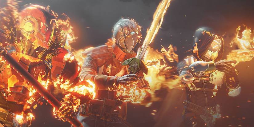 Destiny 2 Solar Subclass Hunter Warlock Titan Three flaming Guardians