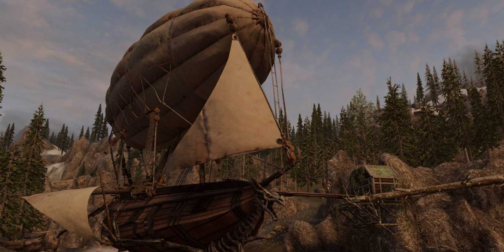Airship Dev Aveza Flies At Sunset