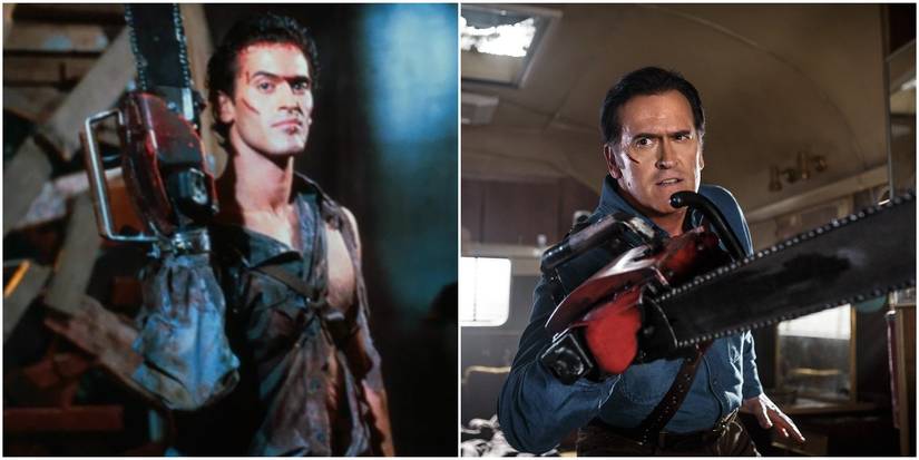 Ash in Evil Dead 2 and Ash vs. Evil Dead