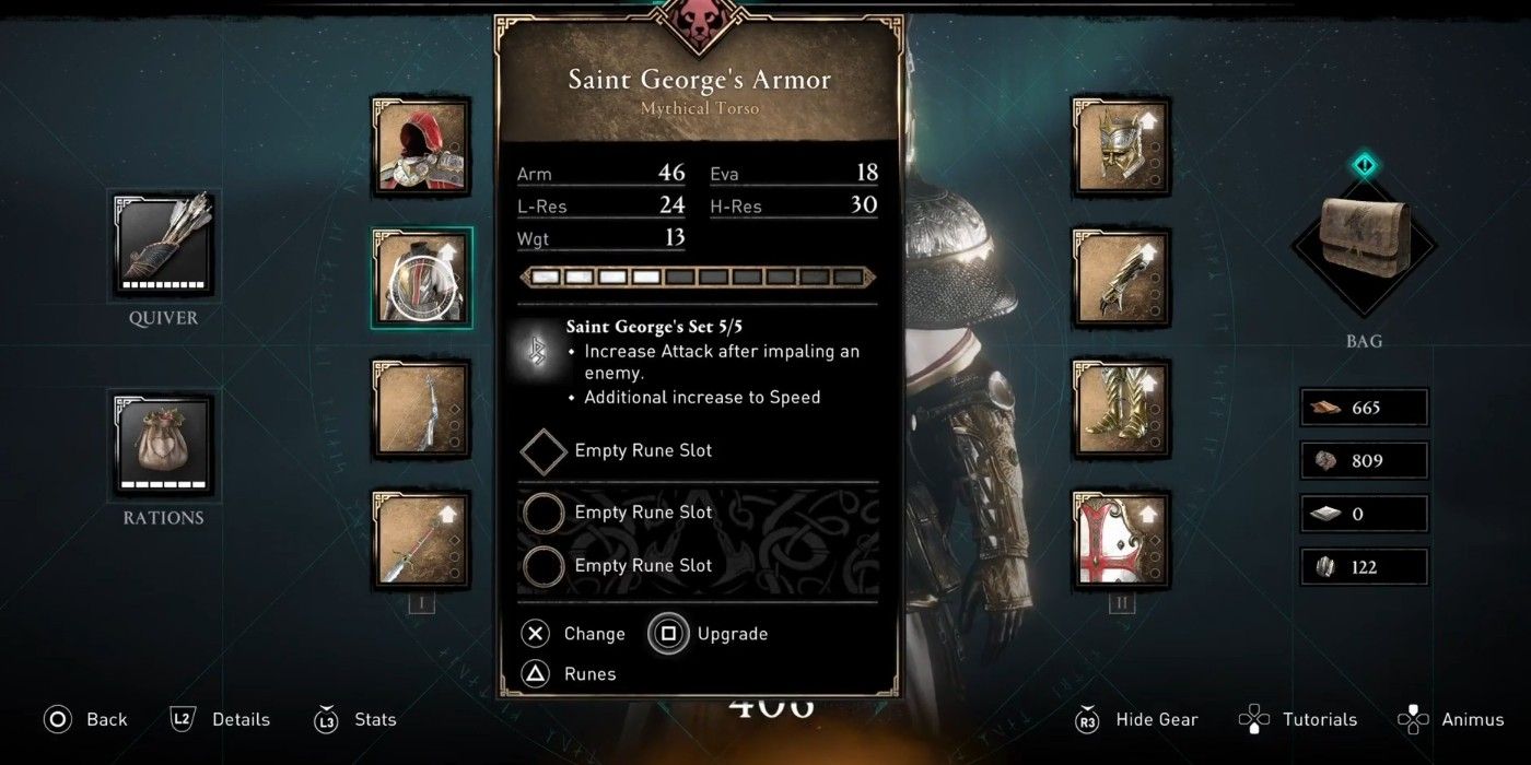 Assassin's Creed Valhalla Saint George's Armor piece stats