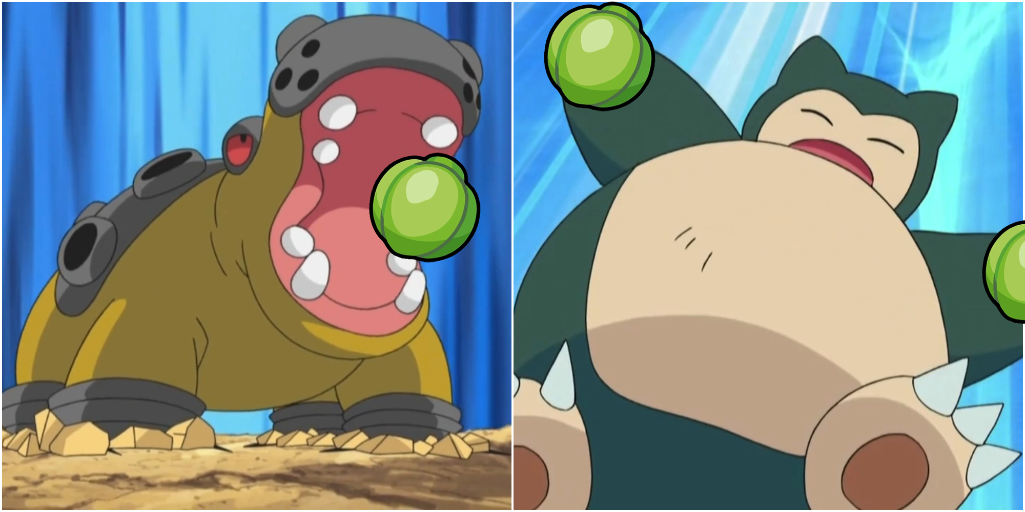 BDSP Hippowdon and Snorlax in Battle with Lum Berries