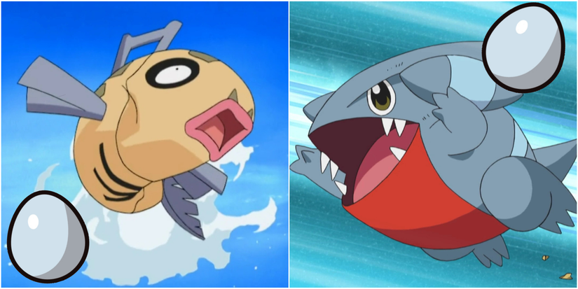 BDSP Lucky Egg Feebas Splashing and Gible Attacking