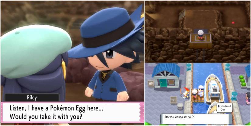 BDSP Riley Giving Egg - Iron Island Top Floor - Boat to the Island