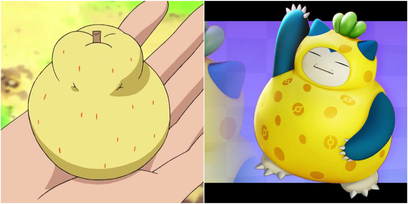 BDSP Sitrus Berry in Hands and Berry Style Snorlax