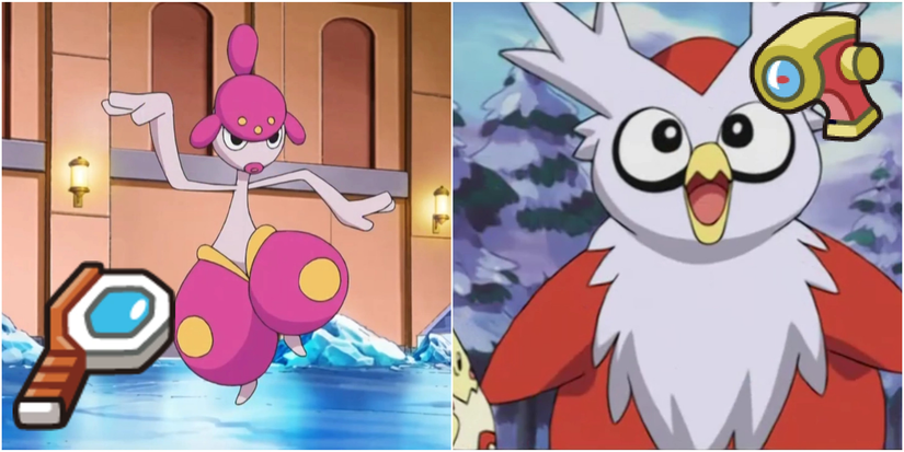 BDSP Wide Lens Zoom Lens Medicham on Ice Field and Delibird Smiling