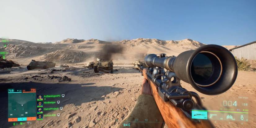 Battlefield 2042 - K98 - Player hits enemy taking cover behind tank