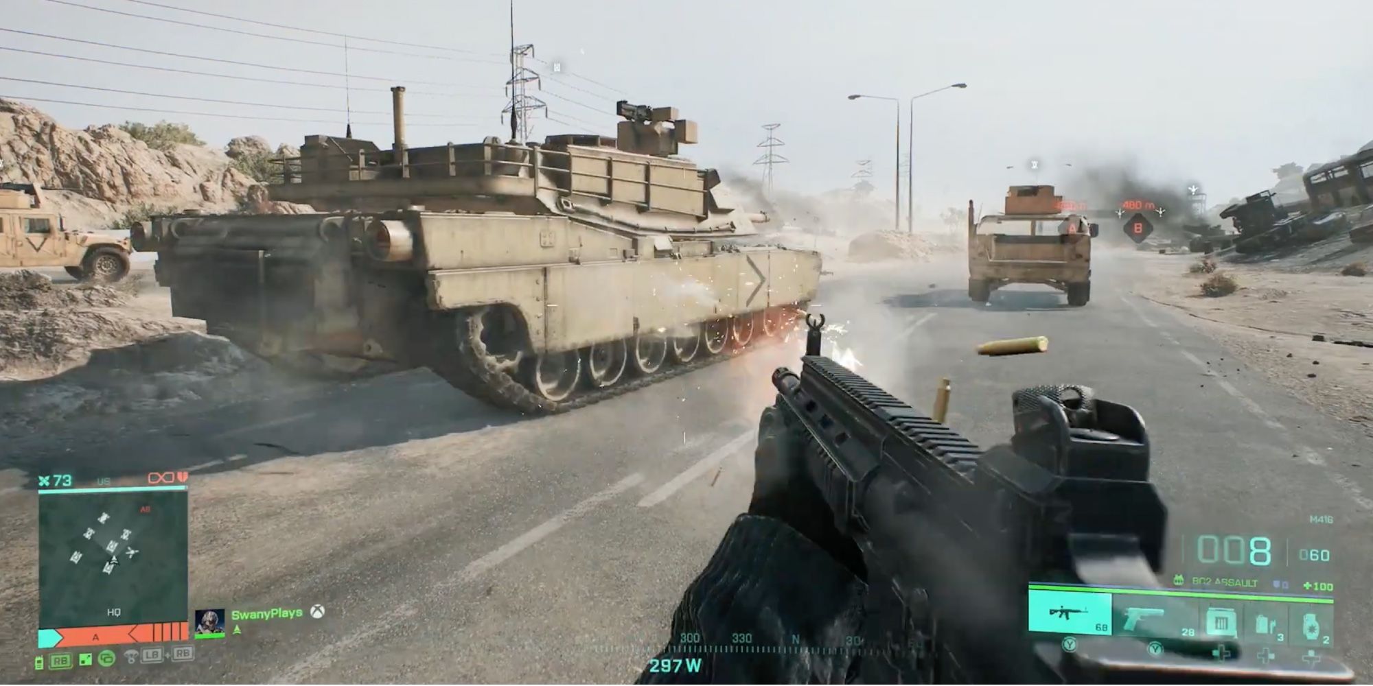 Battlefield-2042 - M416 - Игрок поражает танк оружием