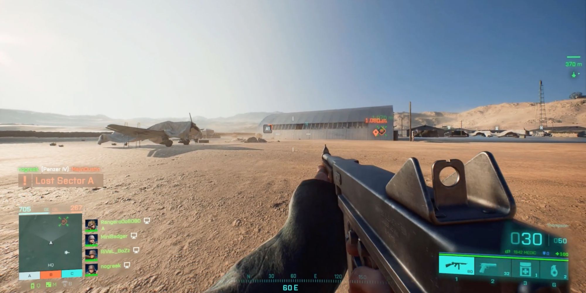 Battlefield 2042 - Thompson - Player shoots at enemies inside bunker
