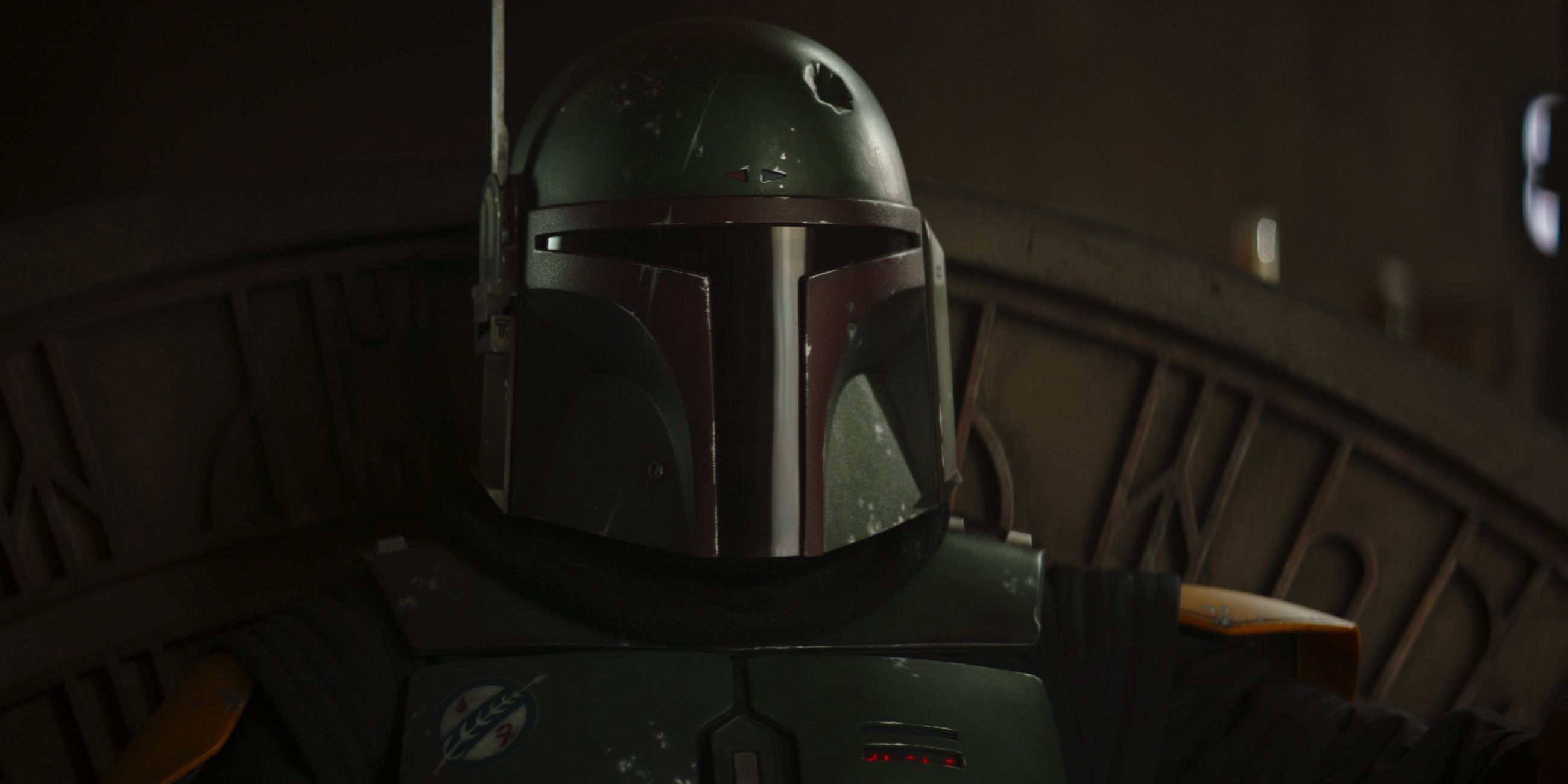Boba sitting on his throne in The Book of Boba Fett