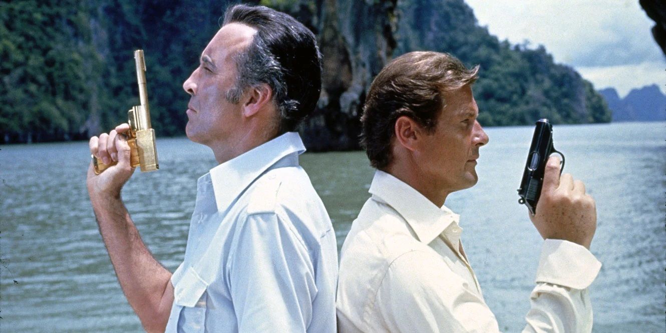 Bond and Scaramanga prepare to duel in The Man with the Golden Gun