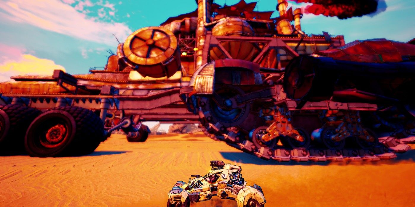 Borderlands 3 Carnivora massive vehicle zipping across desert