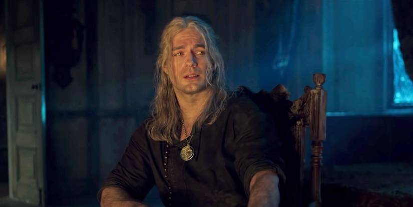 Henry Cavill Geralt sitting The Witcher season 2