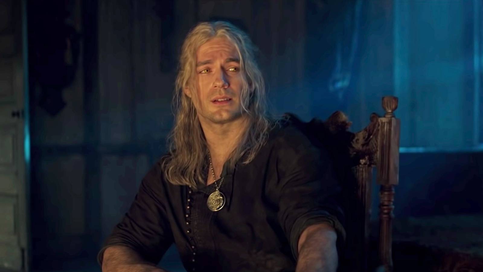 Henry Cavill Geralt sitting The Witcher season 2