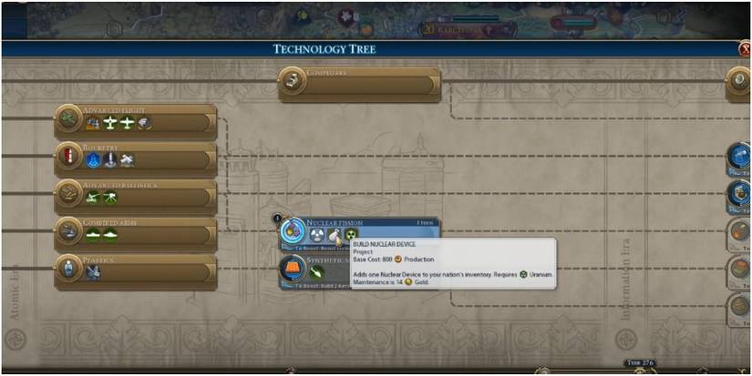 Civilization 6 Researching Nuclear Fission To Build A Nuclear Device