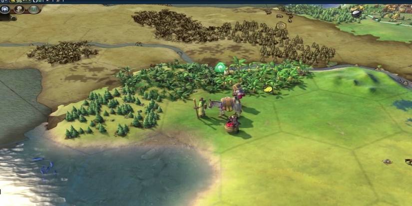 Civilization 6 A Settler unit approach some wood hexes