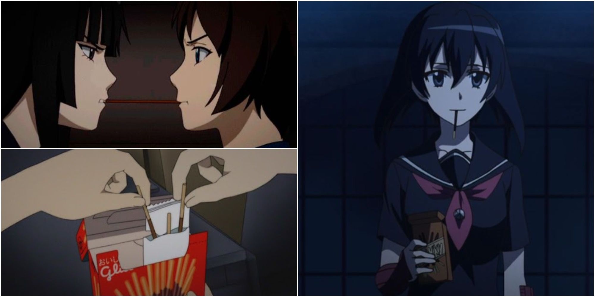 Collage Of Anime Girls From Agame La Kill And Ga Rei Zero Eating Pocky