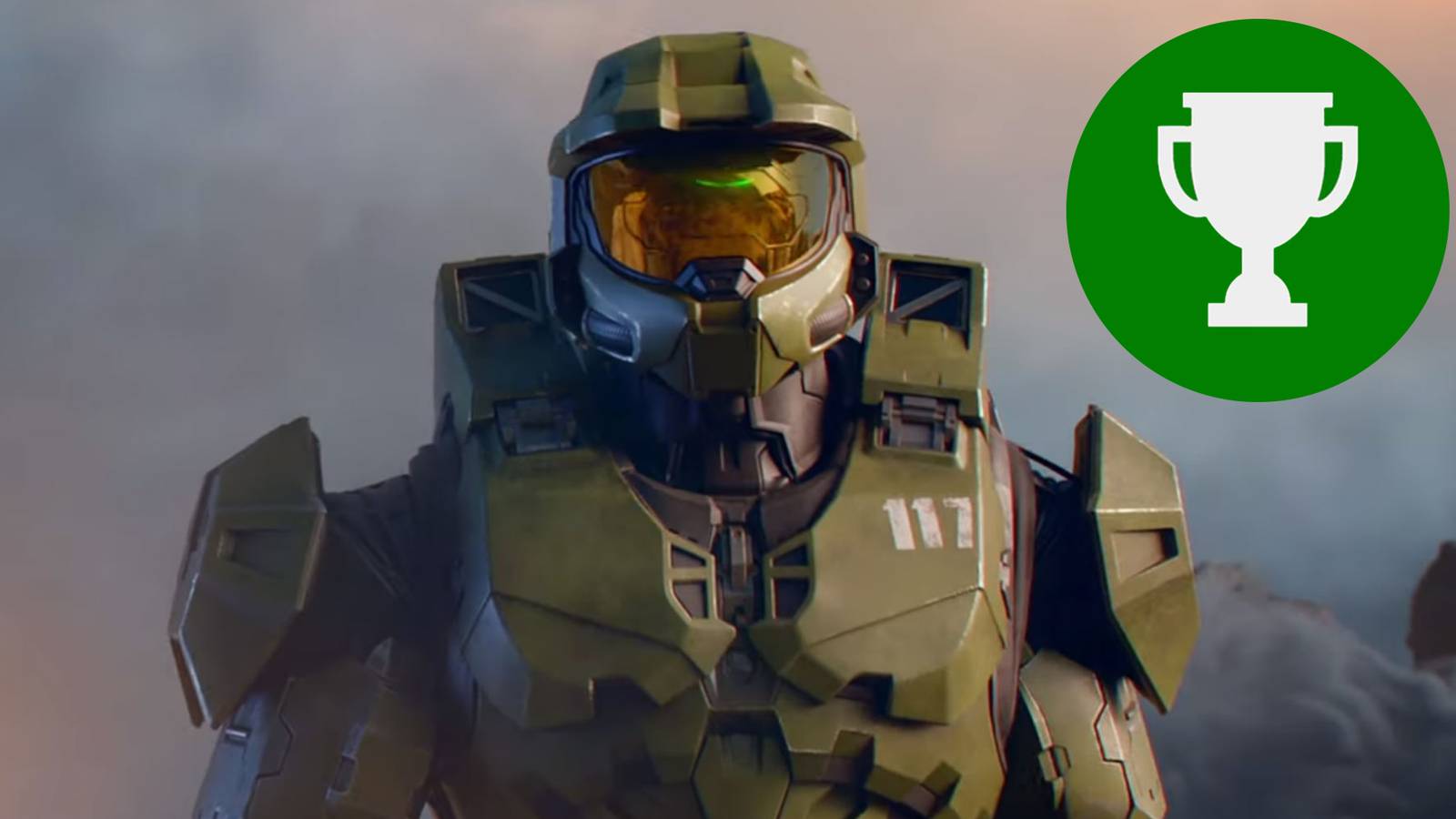 Halo Infinite Master Chief with achievement logo