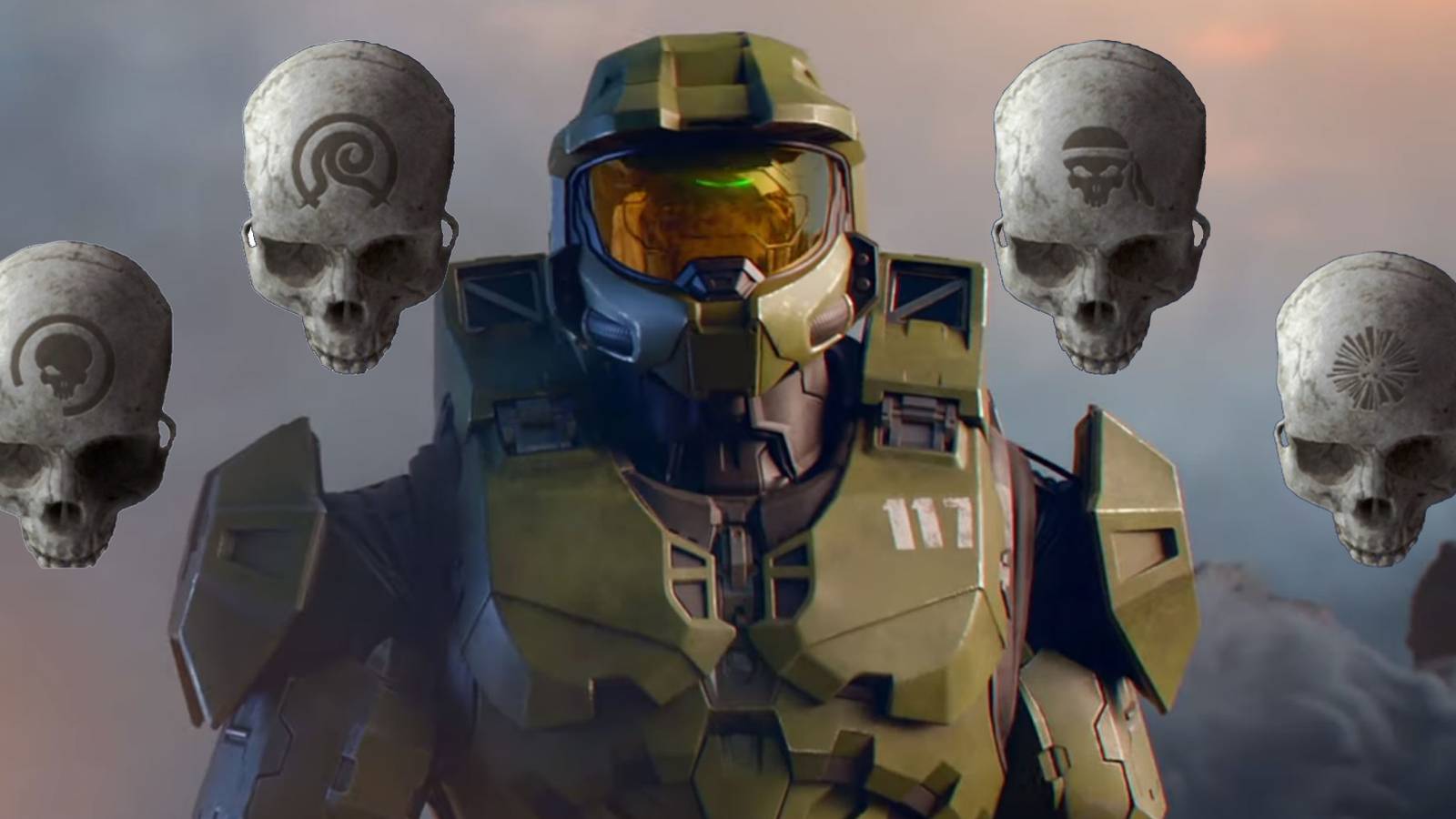 Halo Infinite Skull Black Eye Boom Bandana and Fog Skull