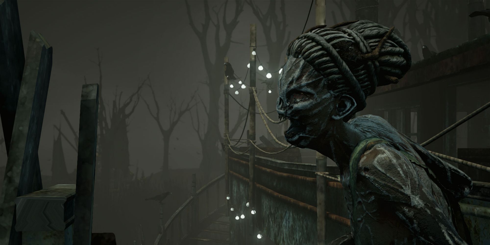 A closeup of The Hag from Dead by Daylight