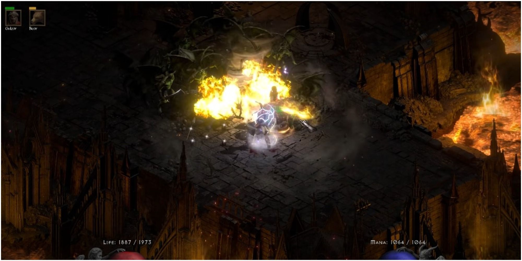 Diablo 2 Resurrected Wind Druid Casting Fire At A Mob