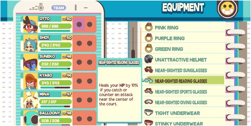 Dodgeball Academia Description Of The Near-Sighted Reading Glasses In The Equipment Menu