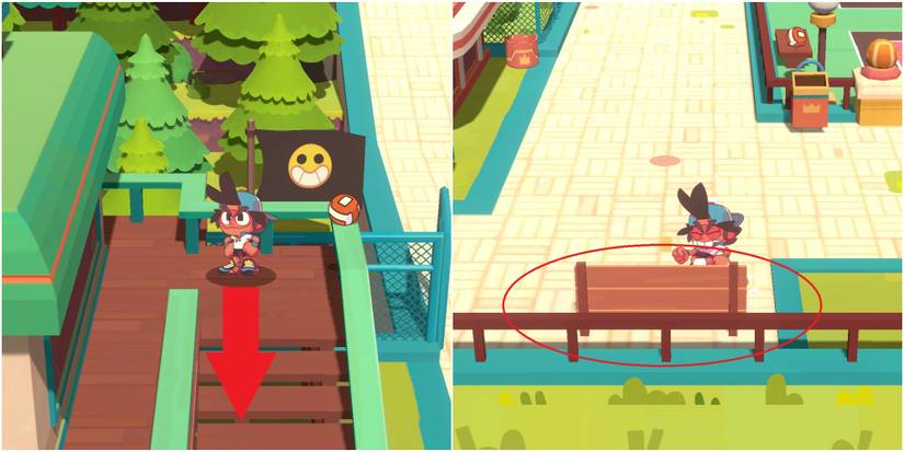 Dodgeball Academia Rolling From The Top Of The Stairs Into A Bench