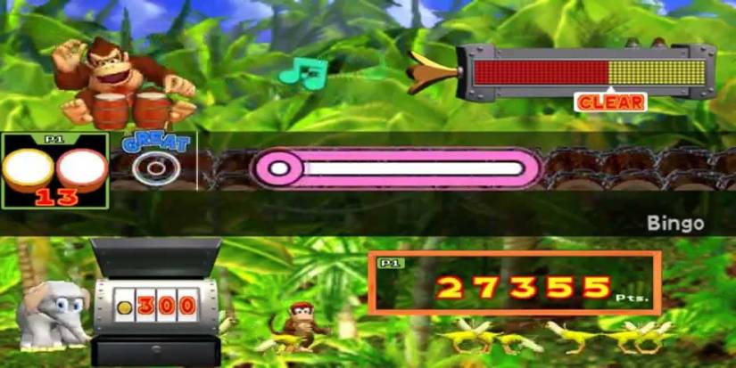 Donkey Konga Great Drum Roll showing high score