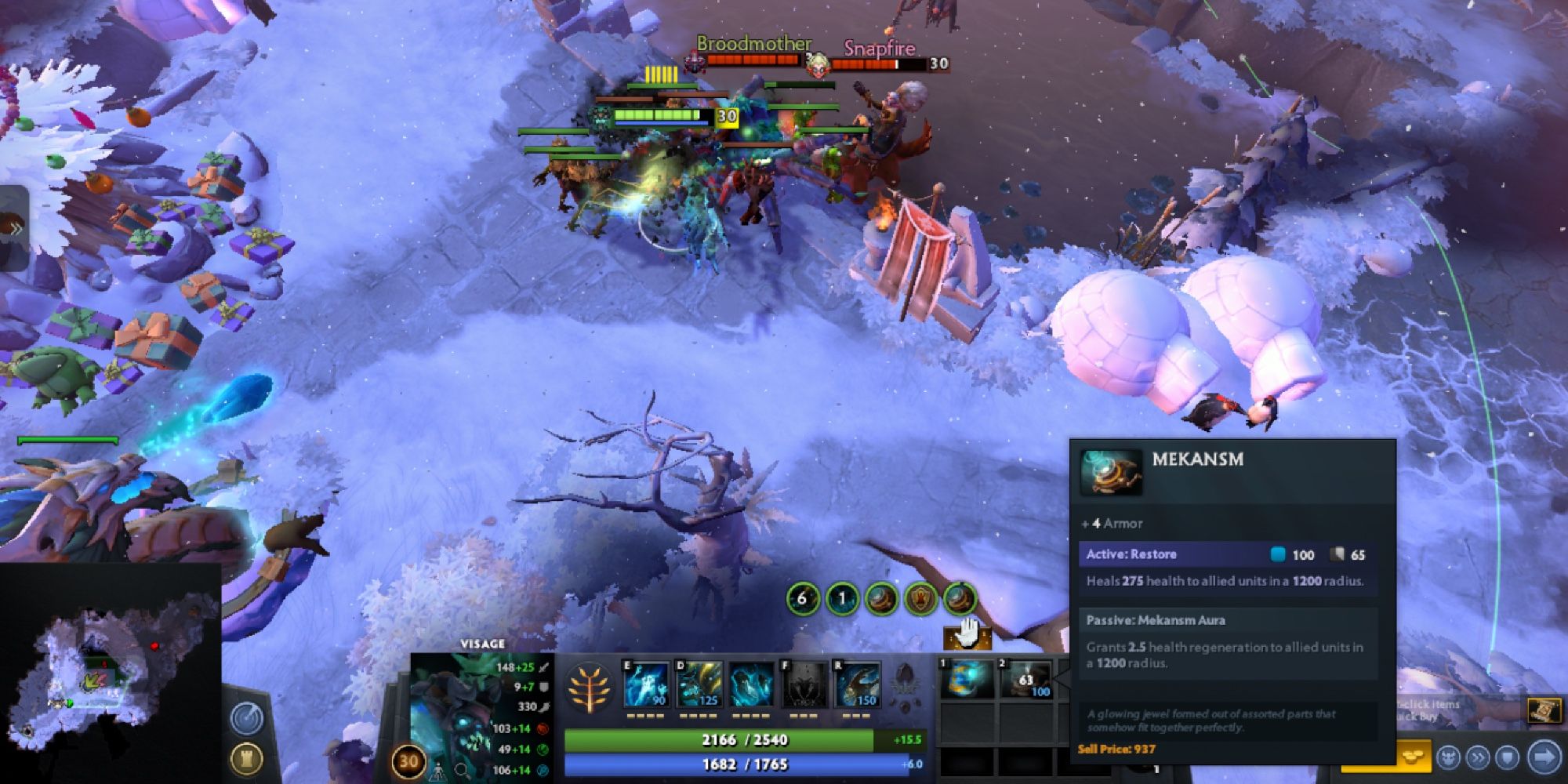 Dota 2 - Arcane Boots and Mekansm - Player heals from enemy attacks