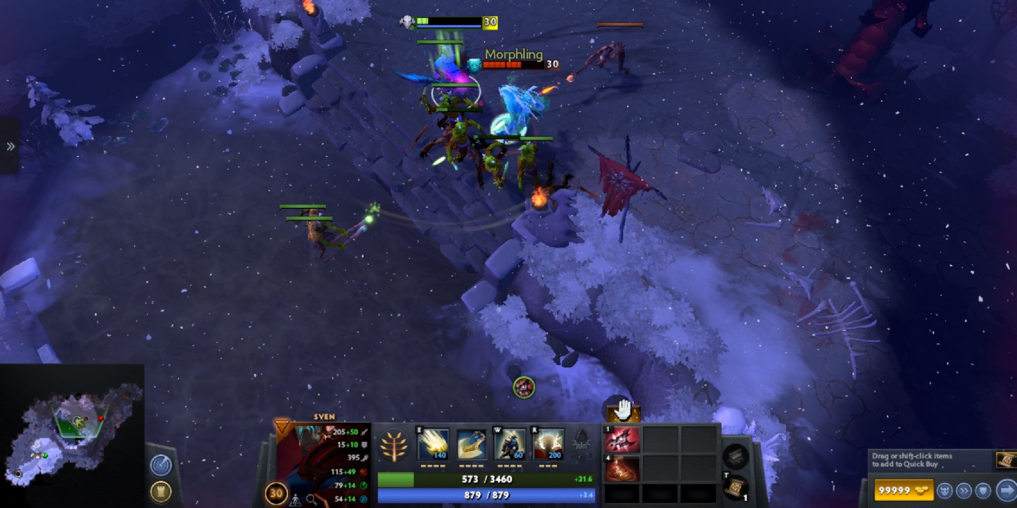 Dota 2 - Power Treads And Armlet of Mordiggian - Player activates item for increased HP